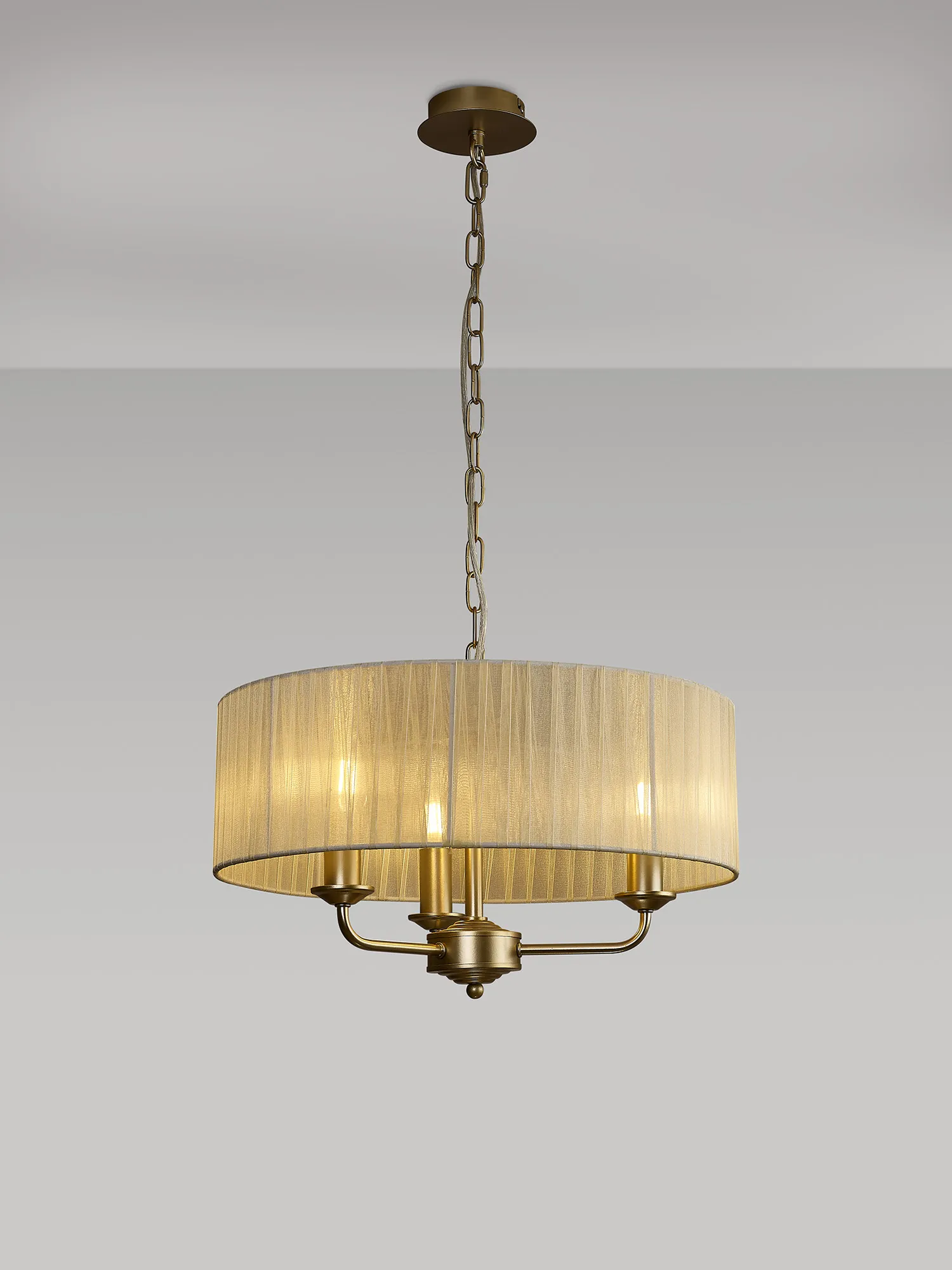 Banyan 45cm 3 Light Pendant Champagne Gold; Cream DK0959  Deco Banyan CG CR